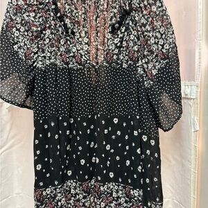 Blu Pepper Black and Red Floral Blouse
